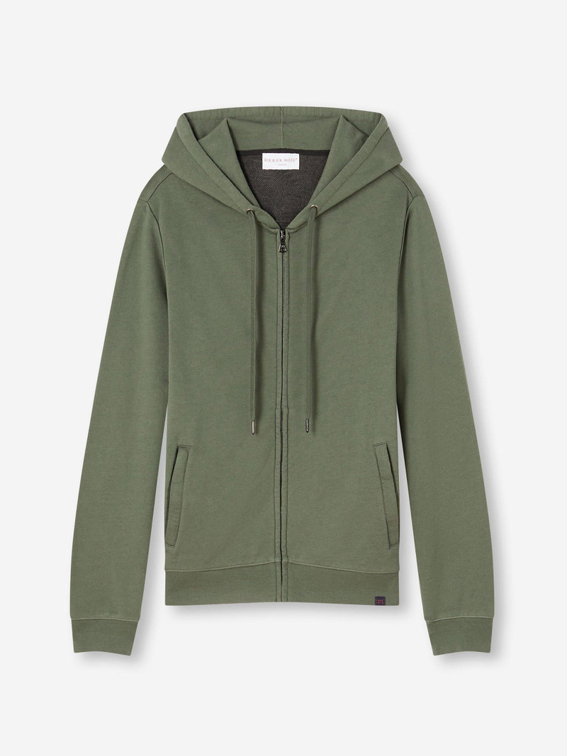 Derek Rose Men's Hoodie Quinn Cotton Modal Green outlook
