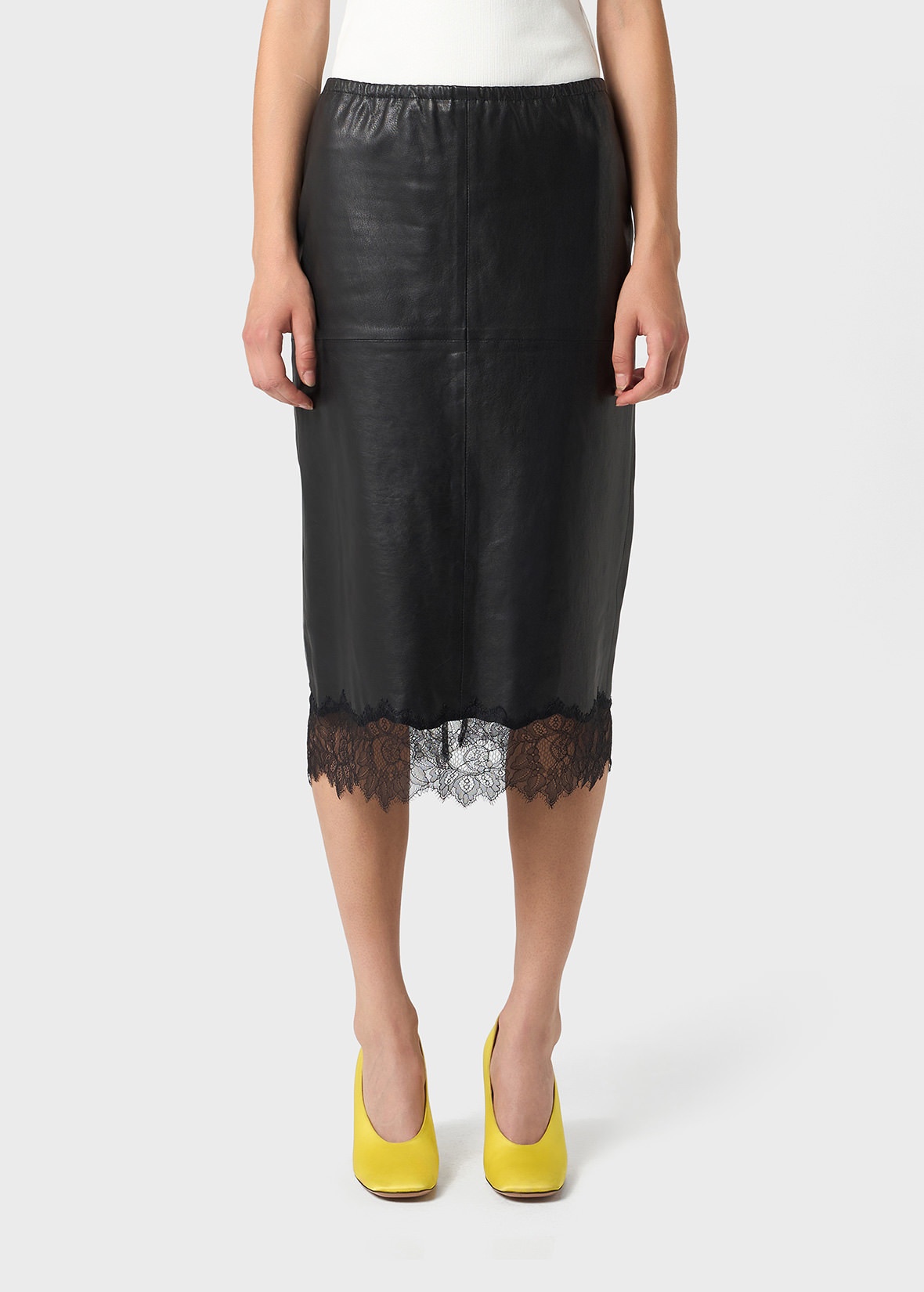 LEATHER SKIRT WITH LACE - 3