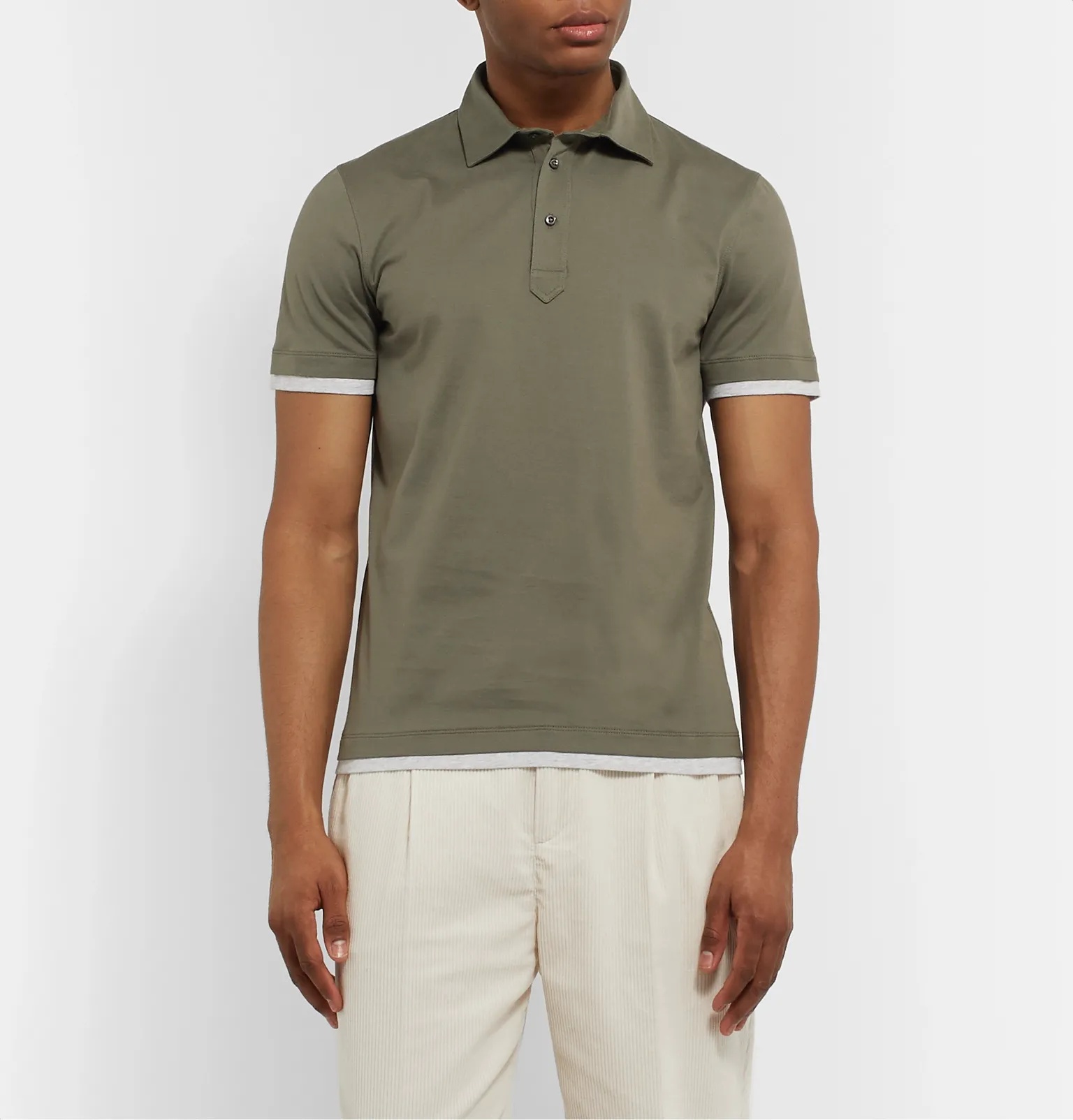 Slim-Fit Layered Cotton-Jersey Polo Shirt - 4