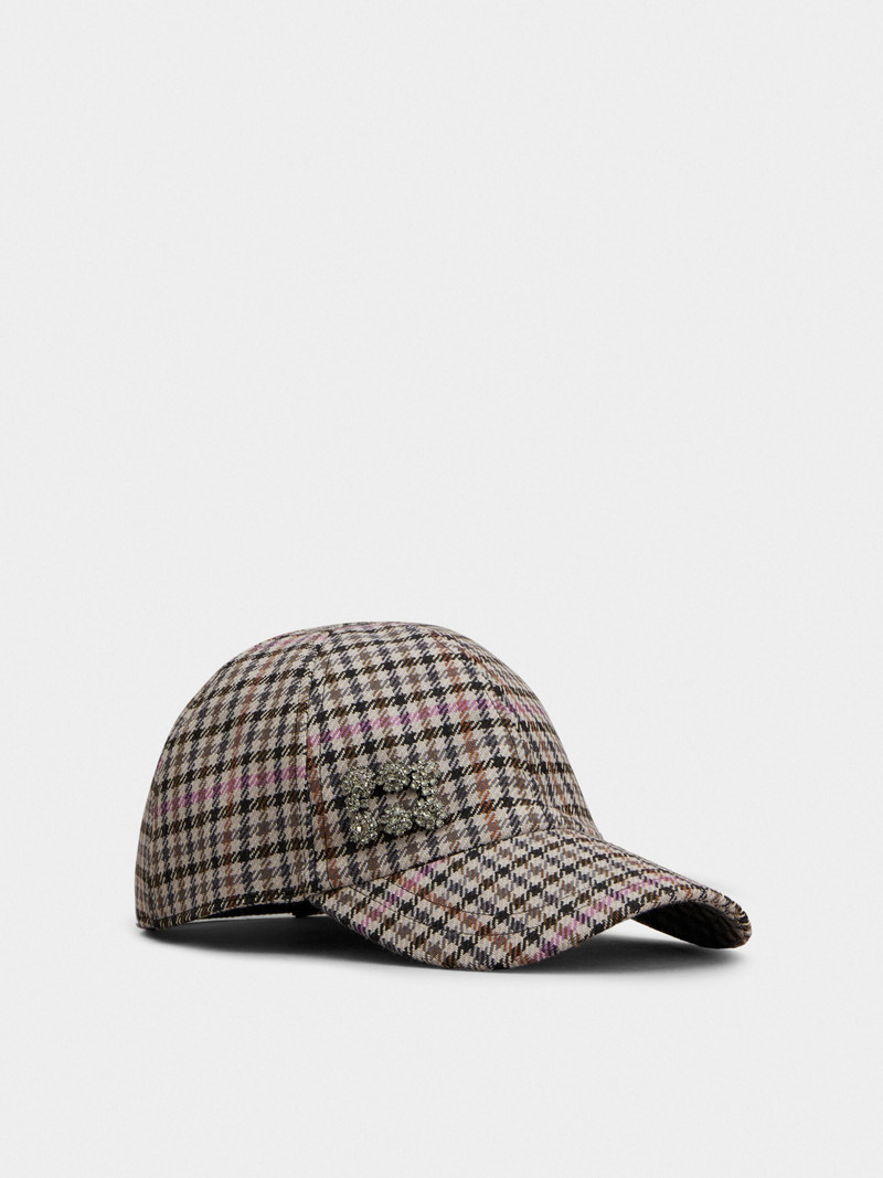 Roger Vivier Efflorescence Baseball Cap in checks fabric outlook