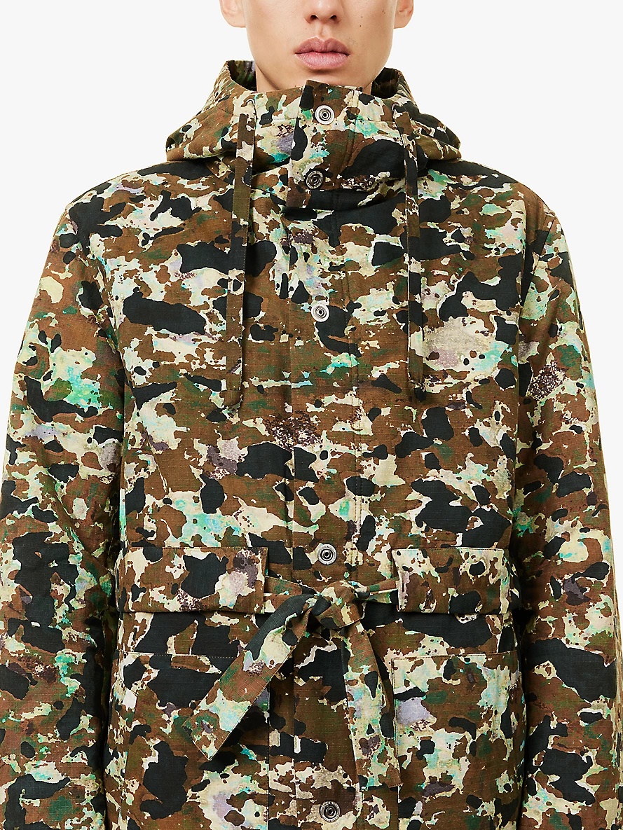 Camouflage-print hooded relaxed-fit cotton jacket - 6