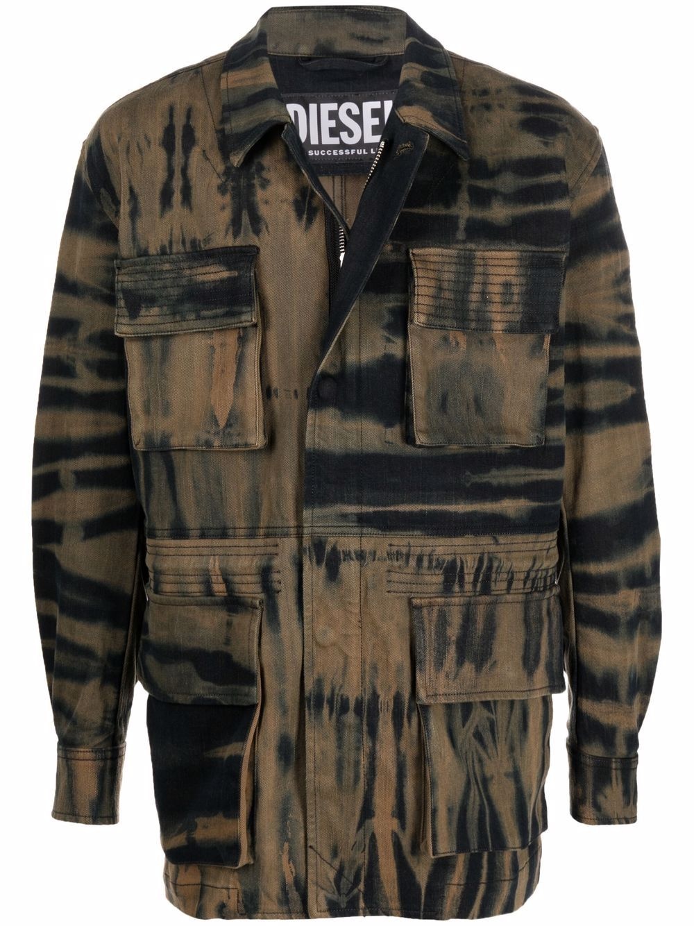 tie dye print military jacket - 1