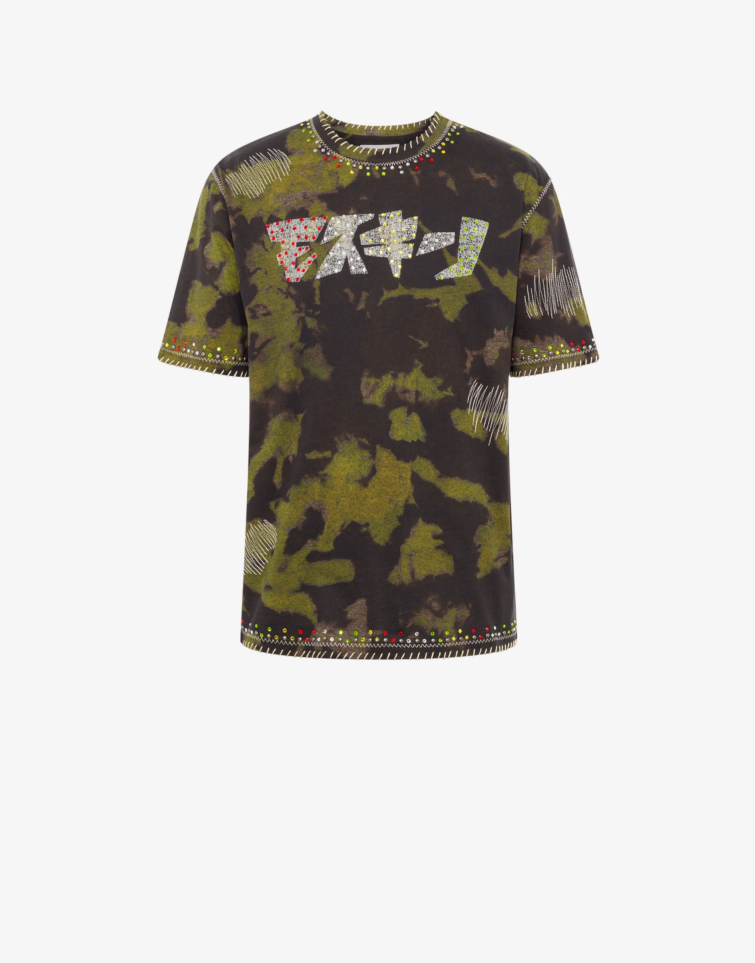 MOSCHINO KATAKANA LOGO CAMOUFLAGE T-SHIRT - 1