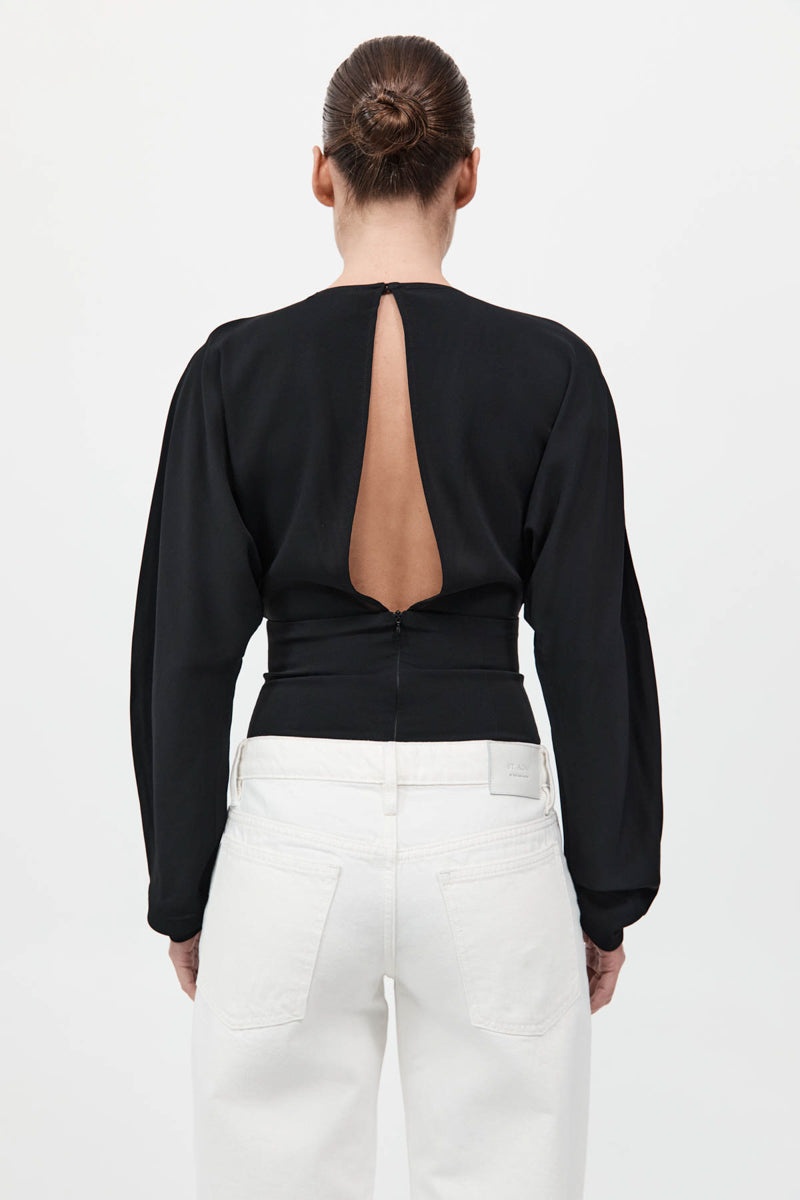 Dolman Sleeve Bodysuit - Black - 7