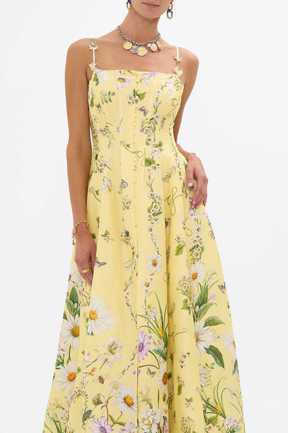 CORSET DRESS WITH LONG FLARED SKIRT - 5