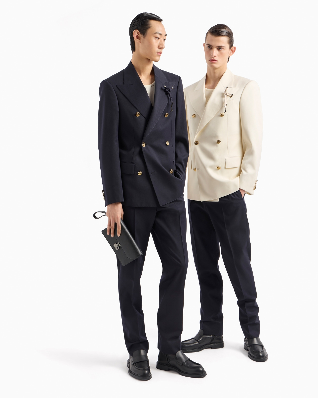 DOUBLE-BREASTED JACKET IN COMPACT WOOL COVER FABRIC - 4