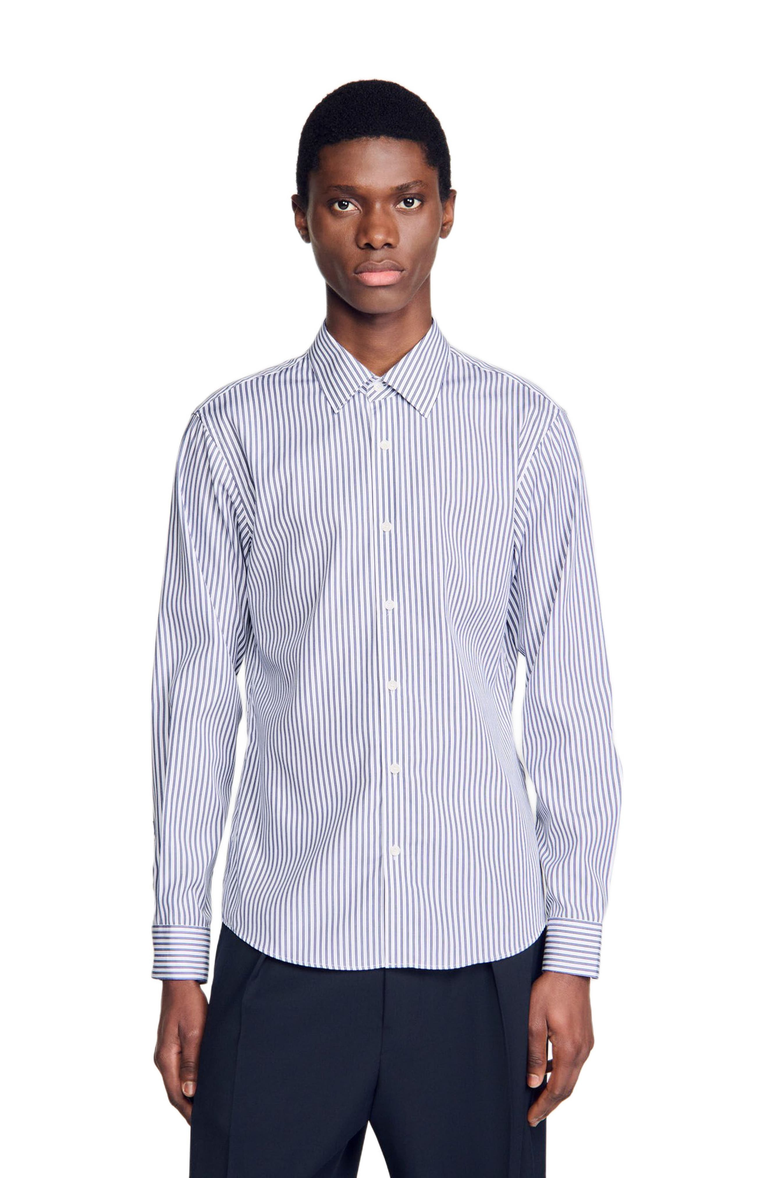 SANDRO Striped shirt in Midnight Blue at Nordstrom - 1