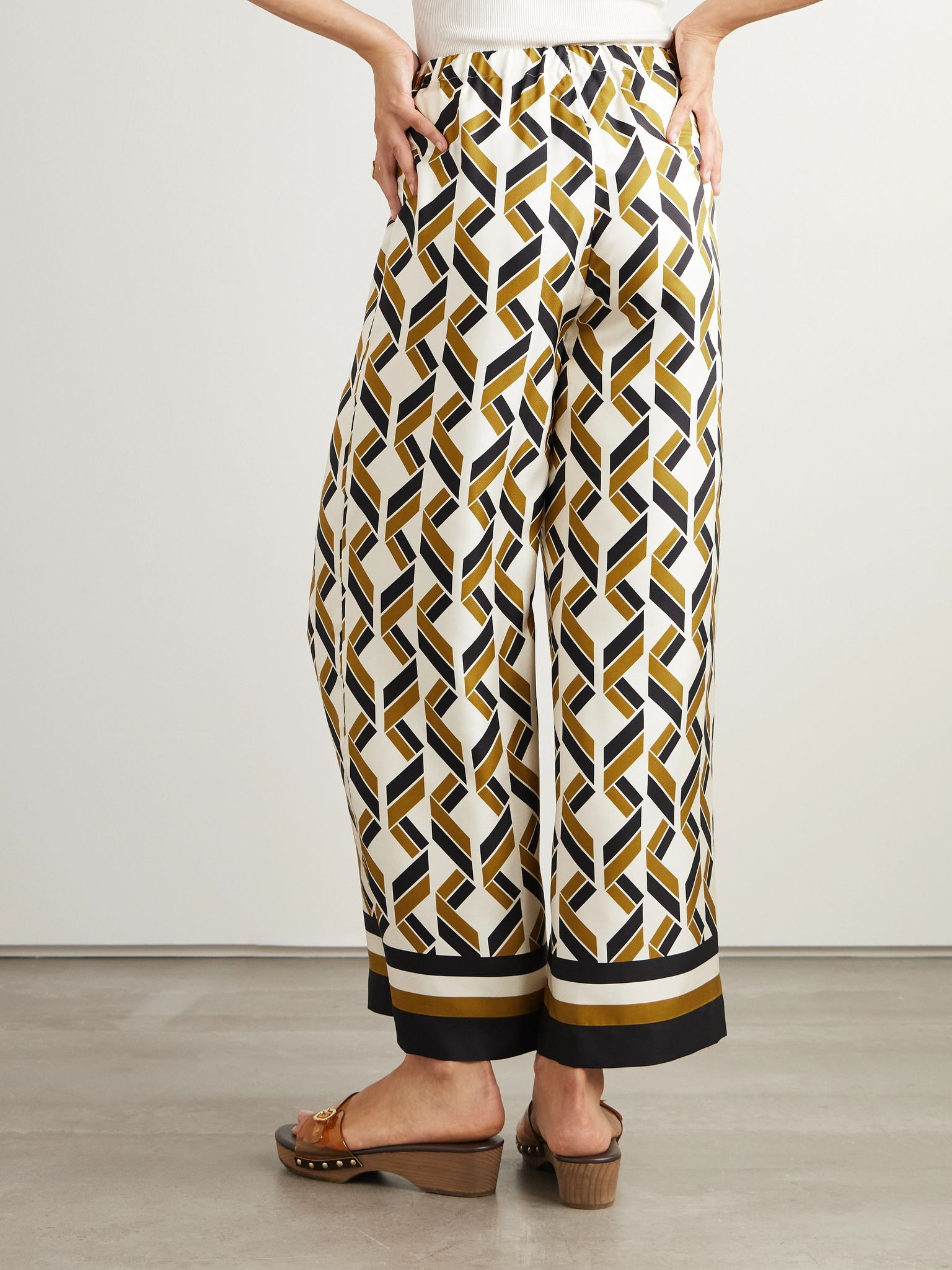 Tube printed silk-twill wide-leg pants Multi - 4