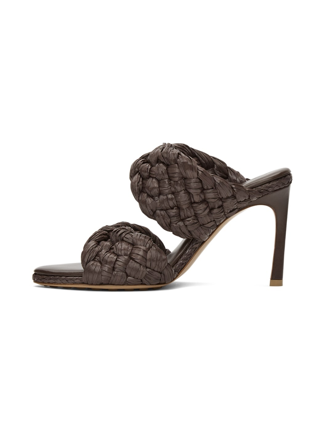 Brown Raffia 'The Curve' Heeled Sandals - 3