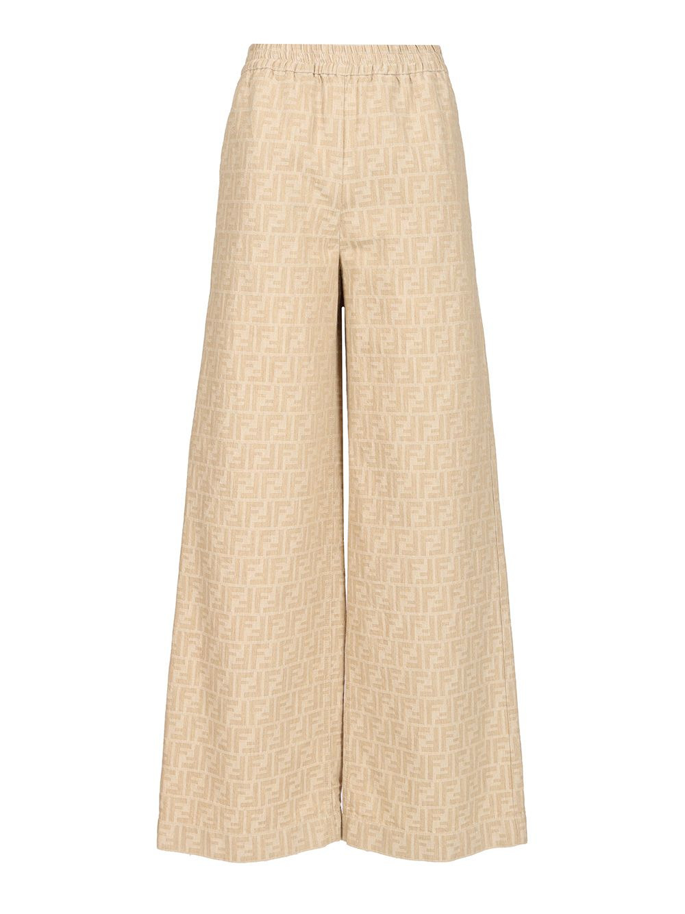 Ff Chambray Trousers Beige - 1
