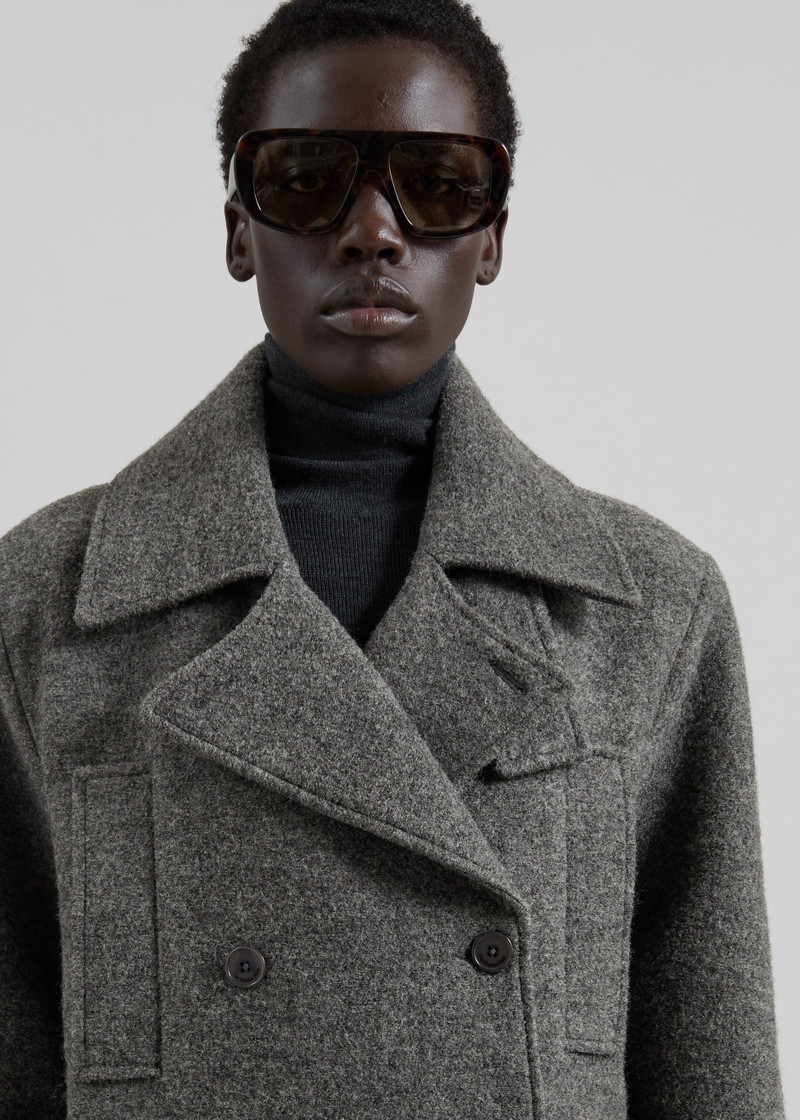 Scothern Brushed Wool Peacoat - Grey Melange 11
