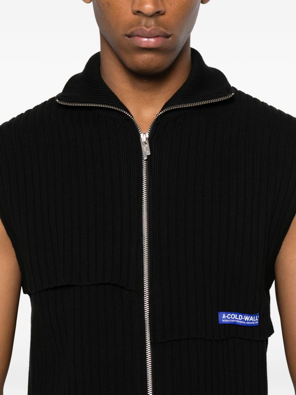 ribbed zip-front vest - 5