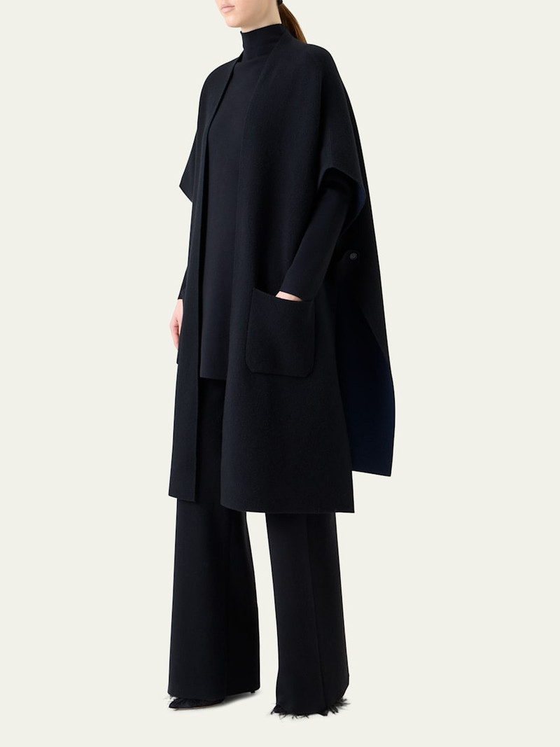 AKRIS Bicolor Cashmere Double-Face Knit Cape outlook