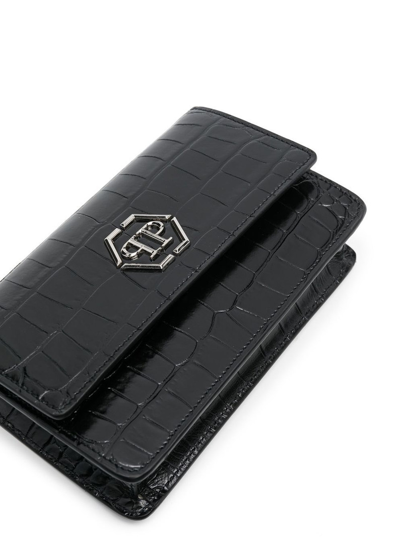 Superheroin crocodile-embossed clutch bag 4