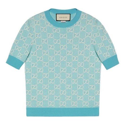 (WMNS) Gucci GG Cotton Wool Piquet Top 'Light Blue' 629456-XKBHQ-4692 - 1