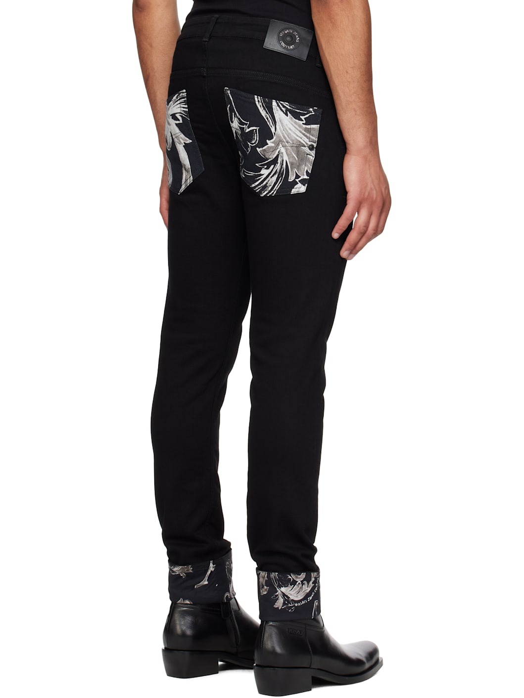 Black Contrast Pocket Jeans - 3