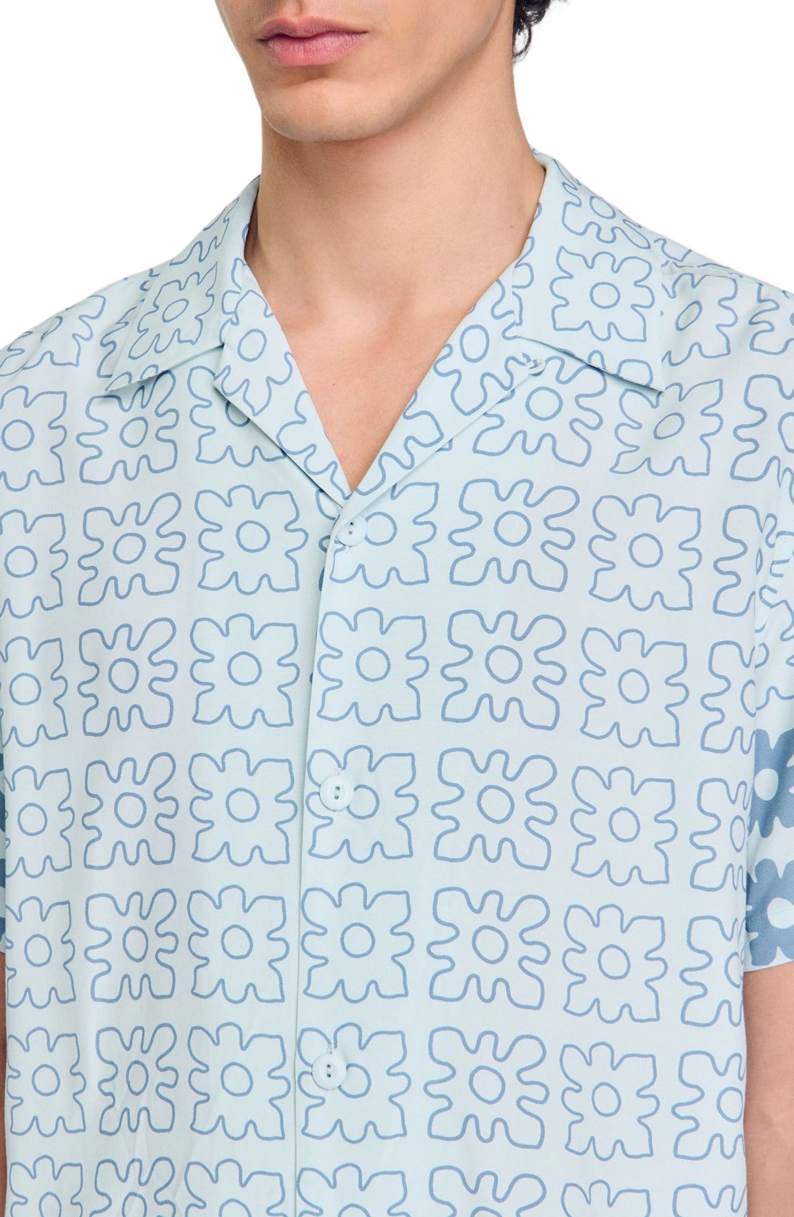 SANDRO Floral motif shirt in Blue Sky at Nordstrom - 4