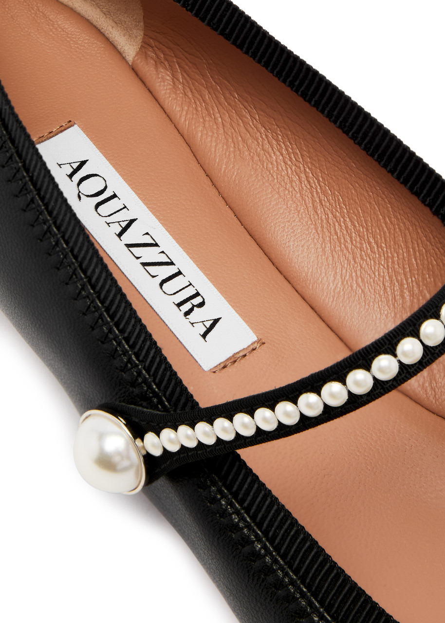Romy pearl-embellished leather flats - 4