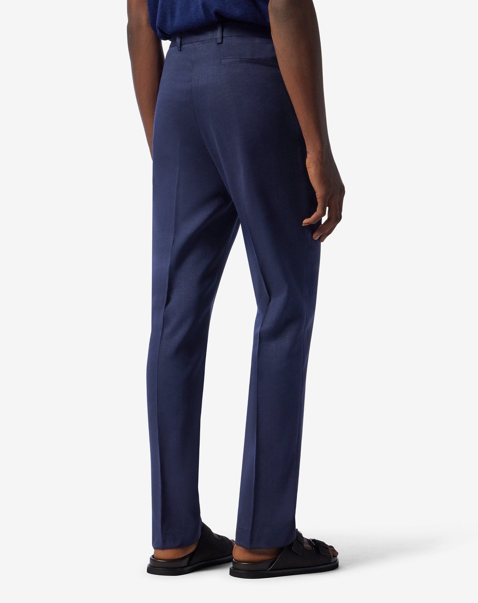 Blue linen, wool and mohair chinos - 4