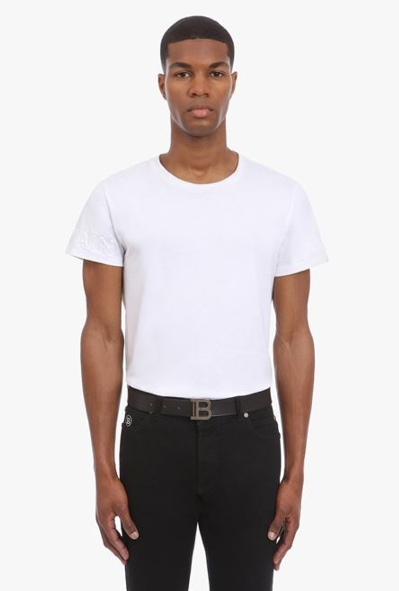 Balmain Smooth khaki leather B-Belt belt outlook