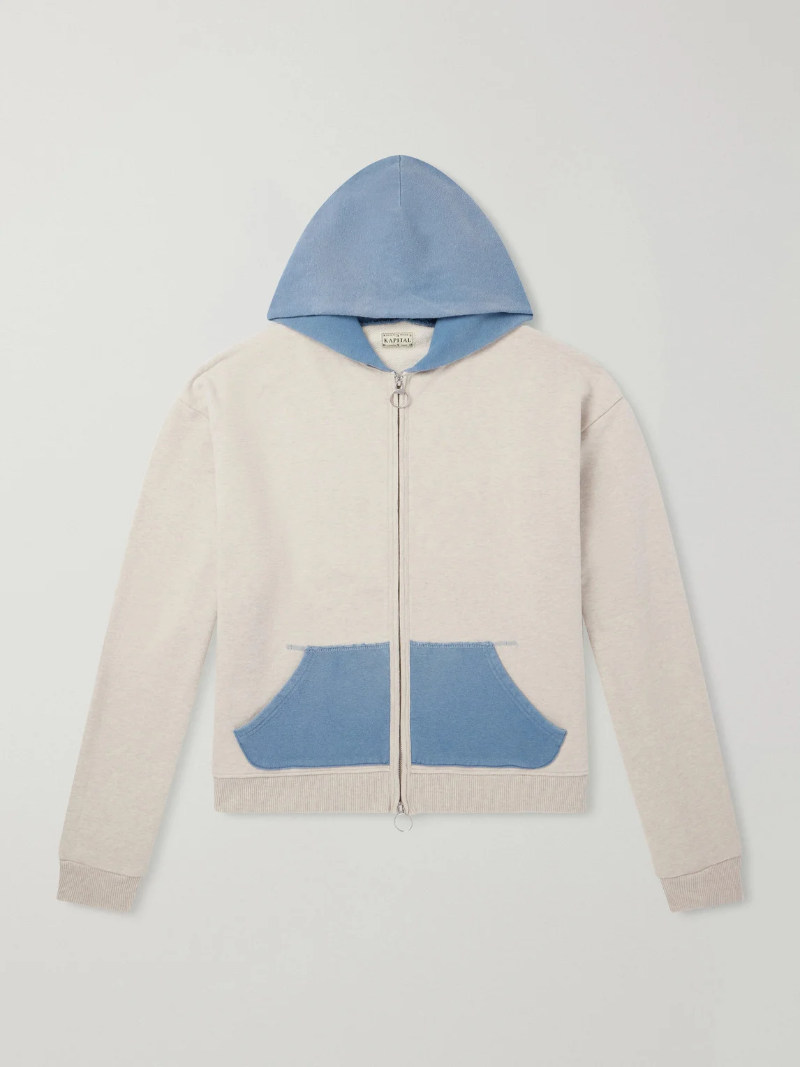 Colour-Block Cotton-Jersey Zip-Up Hoodie - 1