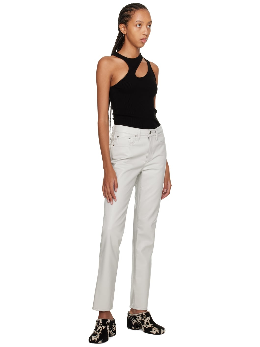Gray Lyle Leather Pants - 4