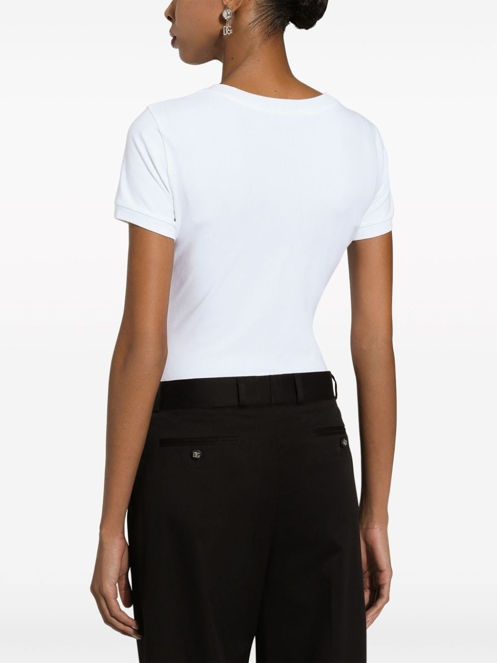 logo-embroidered cotton-blend T-shirt - 4
