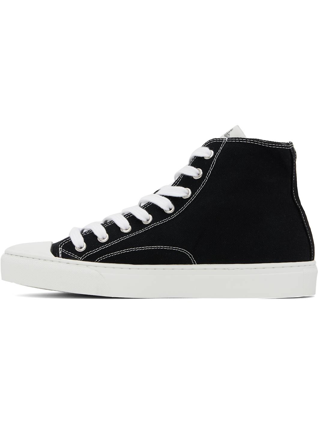 Black High-Top Canvas Plimsoll Sneakers - 3