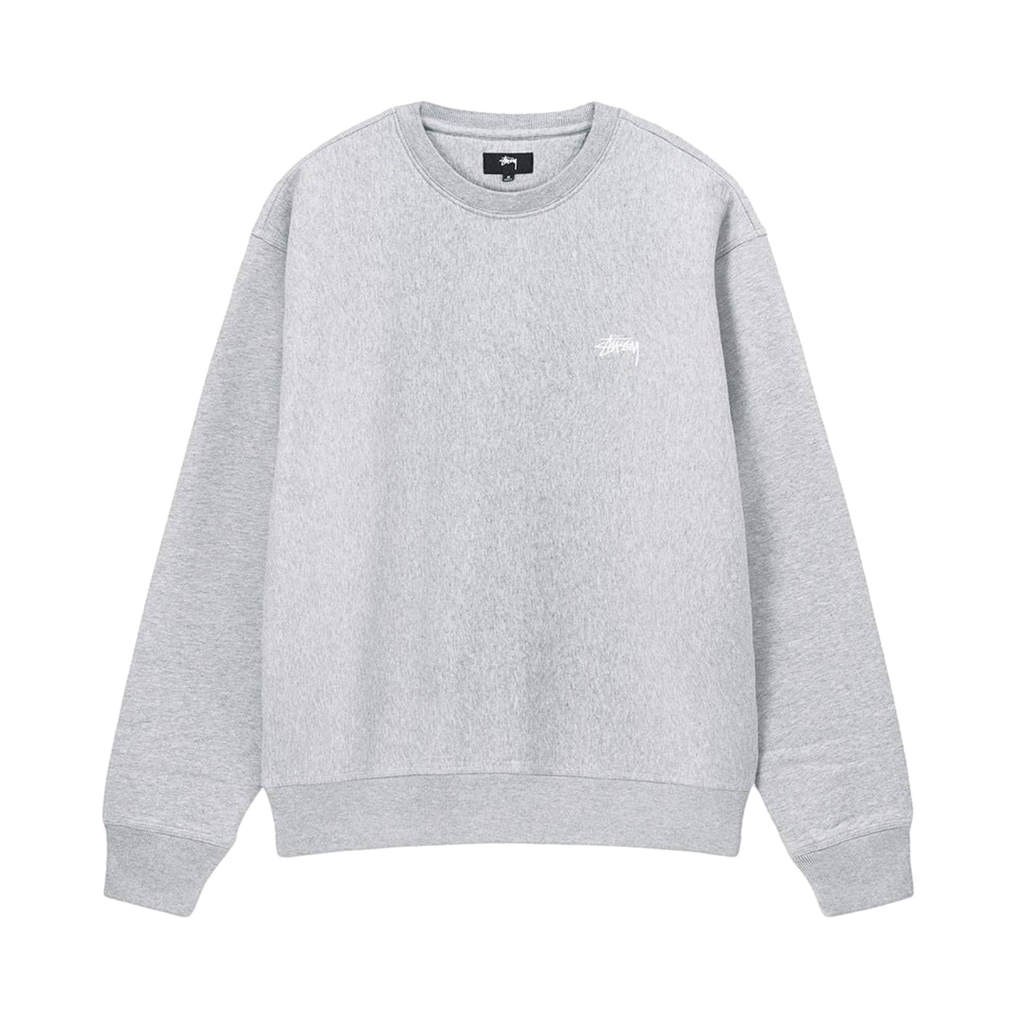 Stussy Stock Logo Crew Sweatshirt 'Grey Heather' - 1