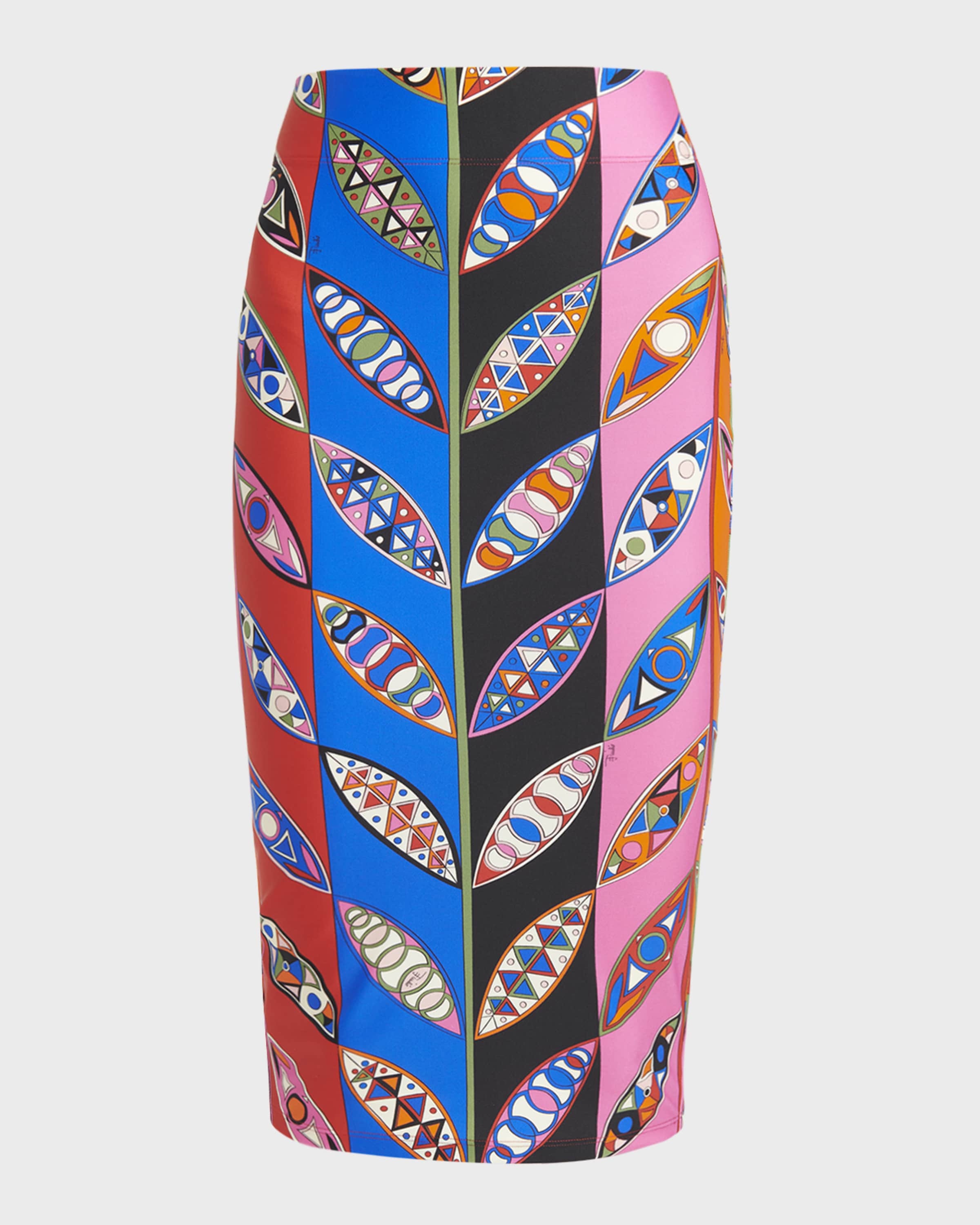 Abstract-Print Fitted Skirt - 1