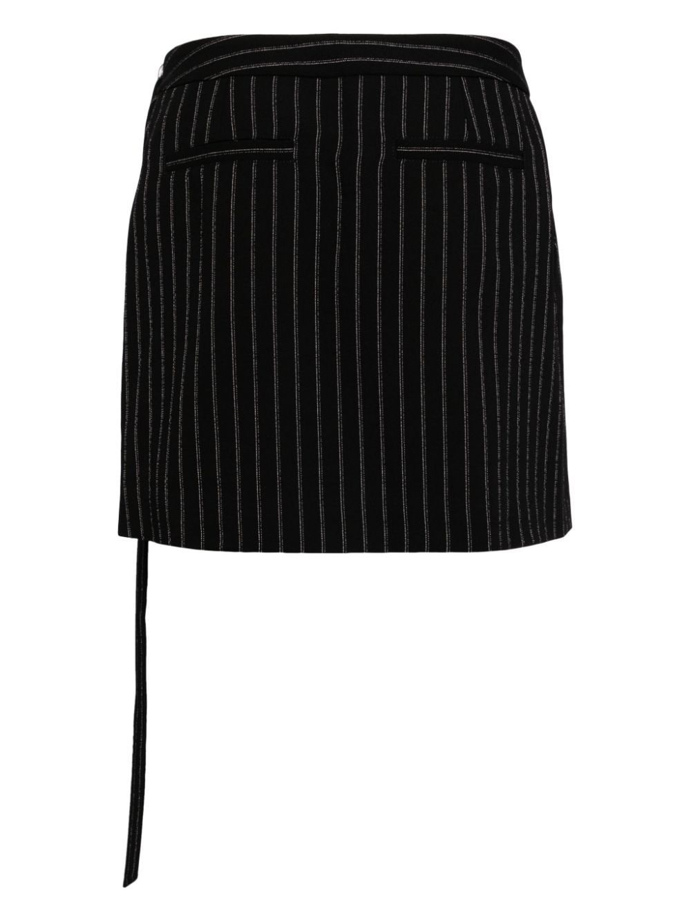 pinstripe-pattern belted skirt - 2