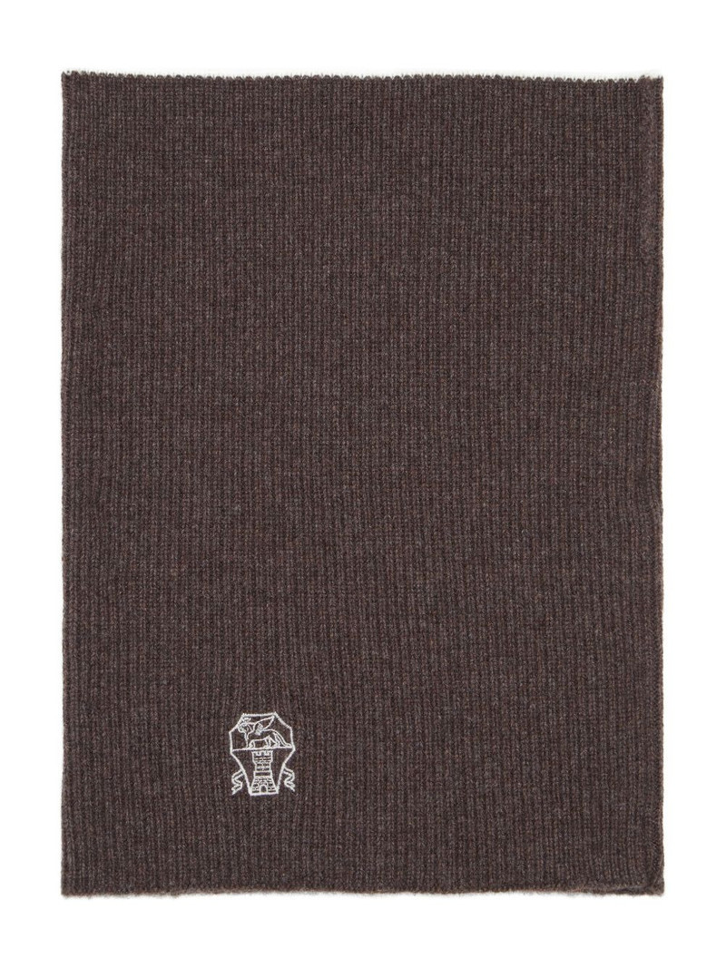 Brunello Cucinelli ribbed logo-embroidered neck warmer outlook