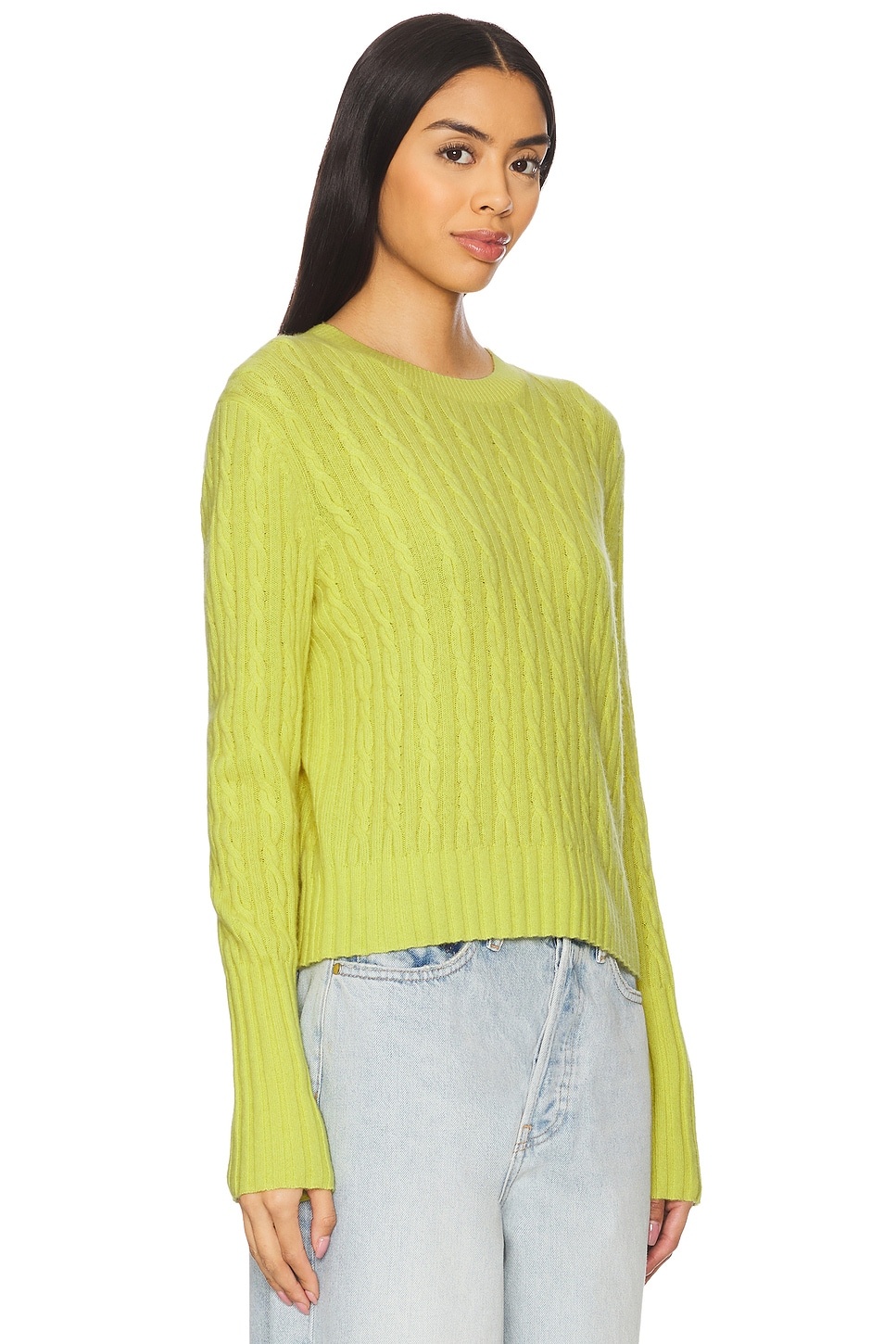 Cable Shrunken Cashmere Crew Sweater - 2