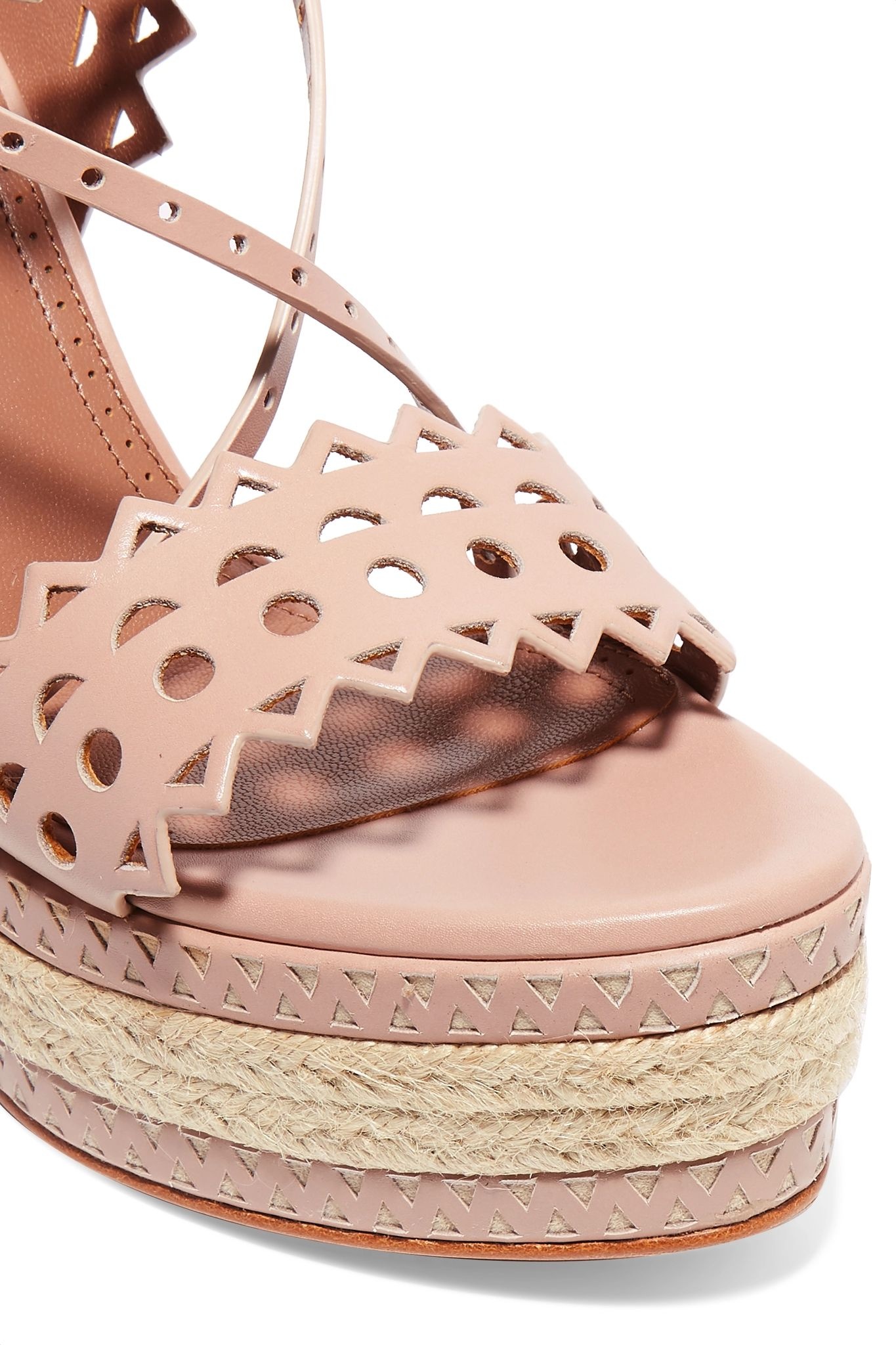 140 laser-cut leather wedge espadrilles - 5