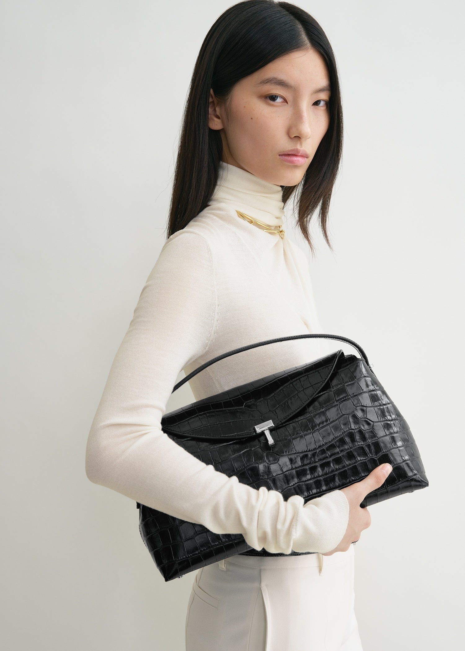T-lock top handle black croco - 4