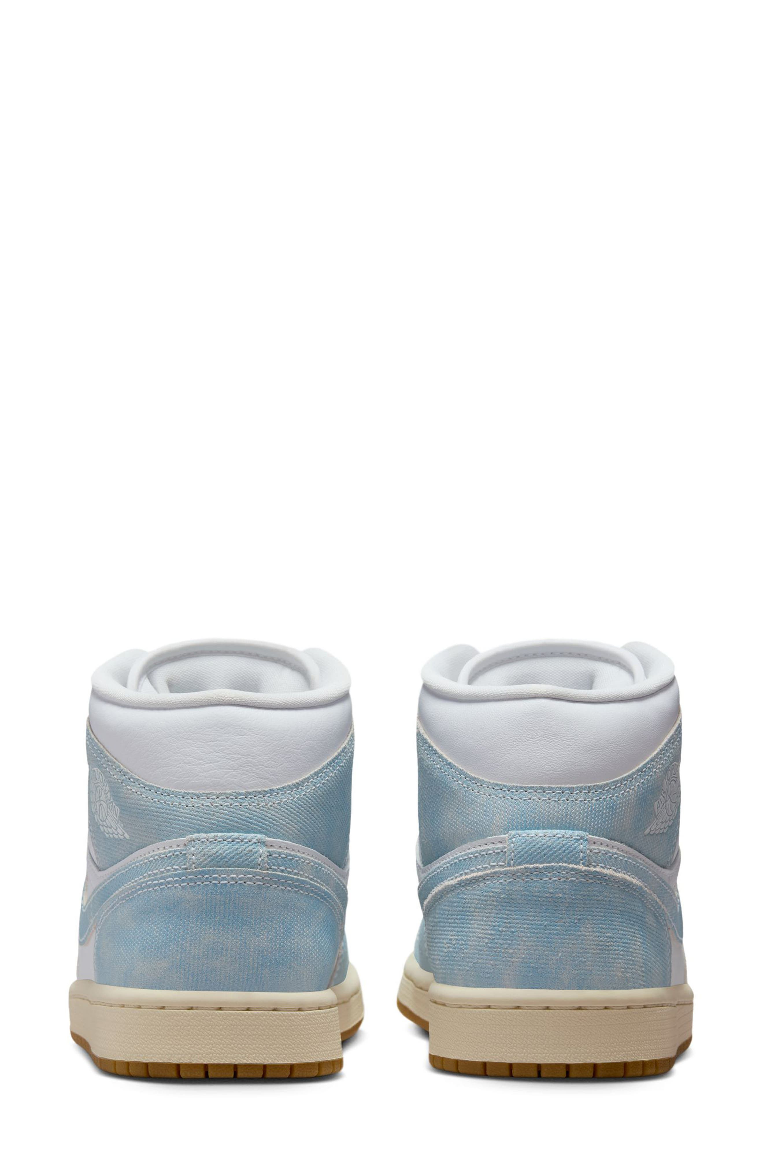 Air Jordan 1 Mid SE Velvet Basketball Sneaker in 100 White/wrnblu at Nordstrom - 5