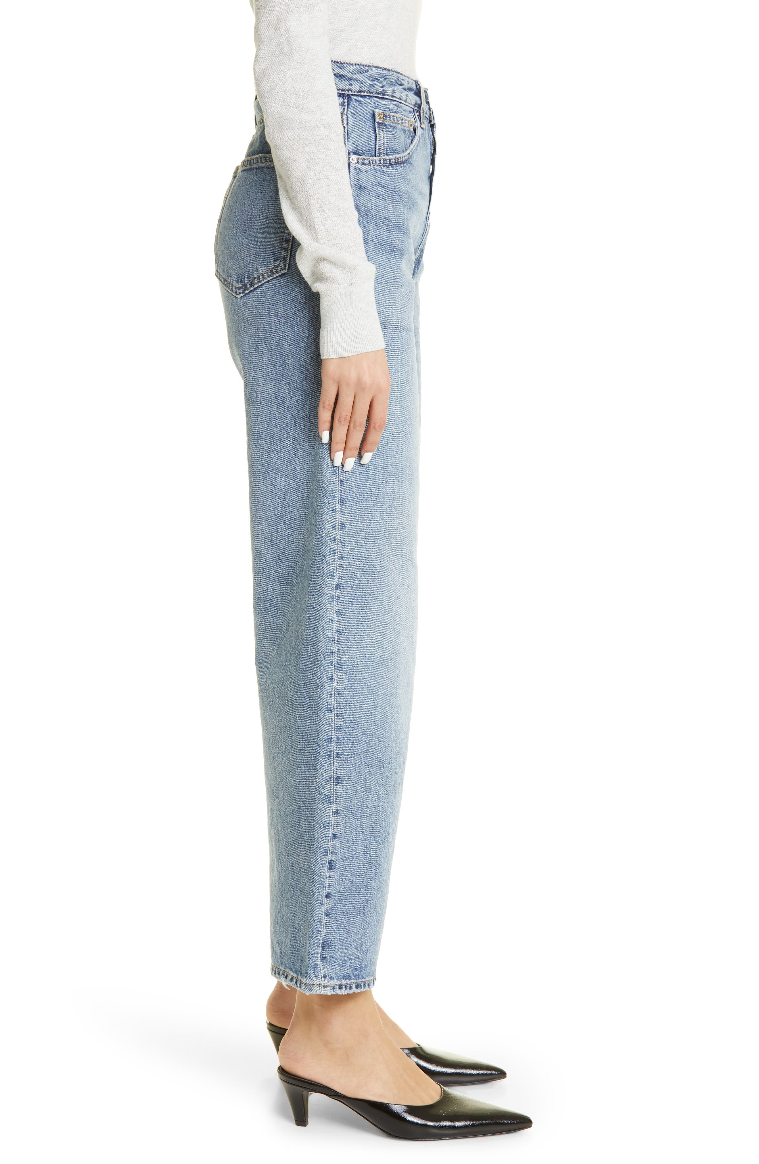 TOTEME Rigid Organic Cotton Flare Leg Jeans in Worn Blue at Nordstrom - 4