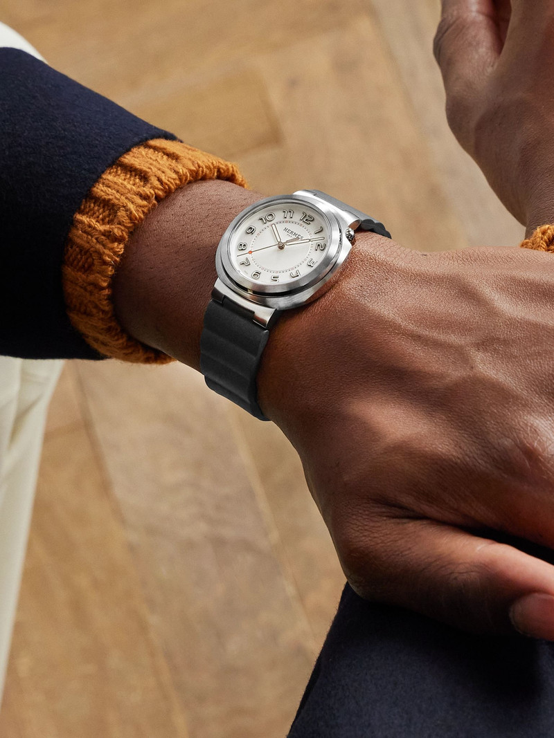 Hermès Cut Automatic 36mm Stainless Steel and Rubber Watch, Ref. No 404924WW00 Gray outlook