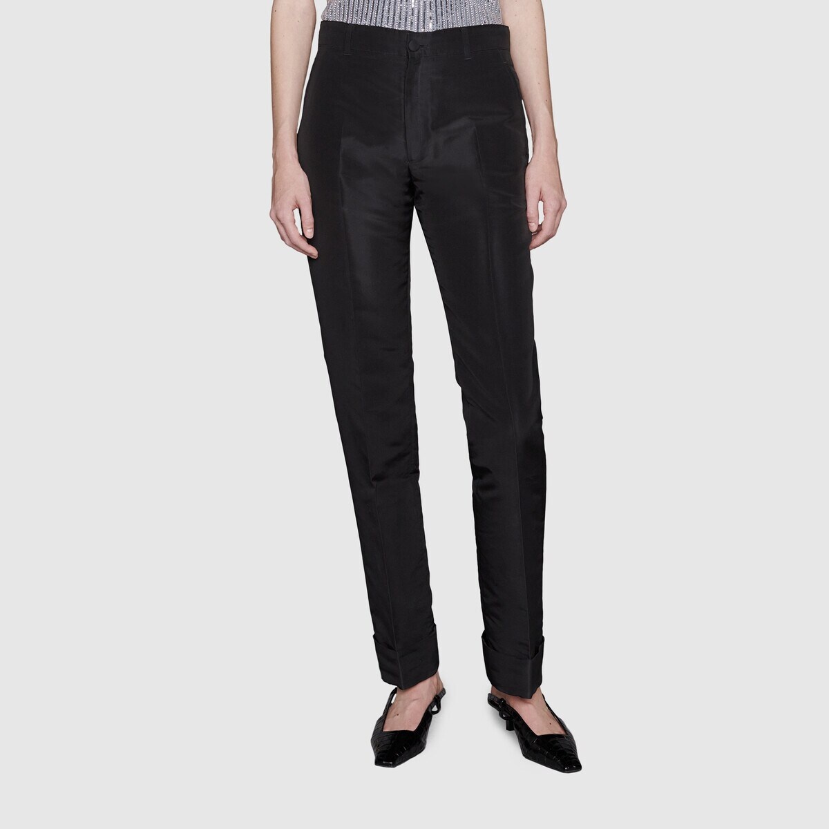 Silk pant with rolled-up hem - 3
