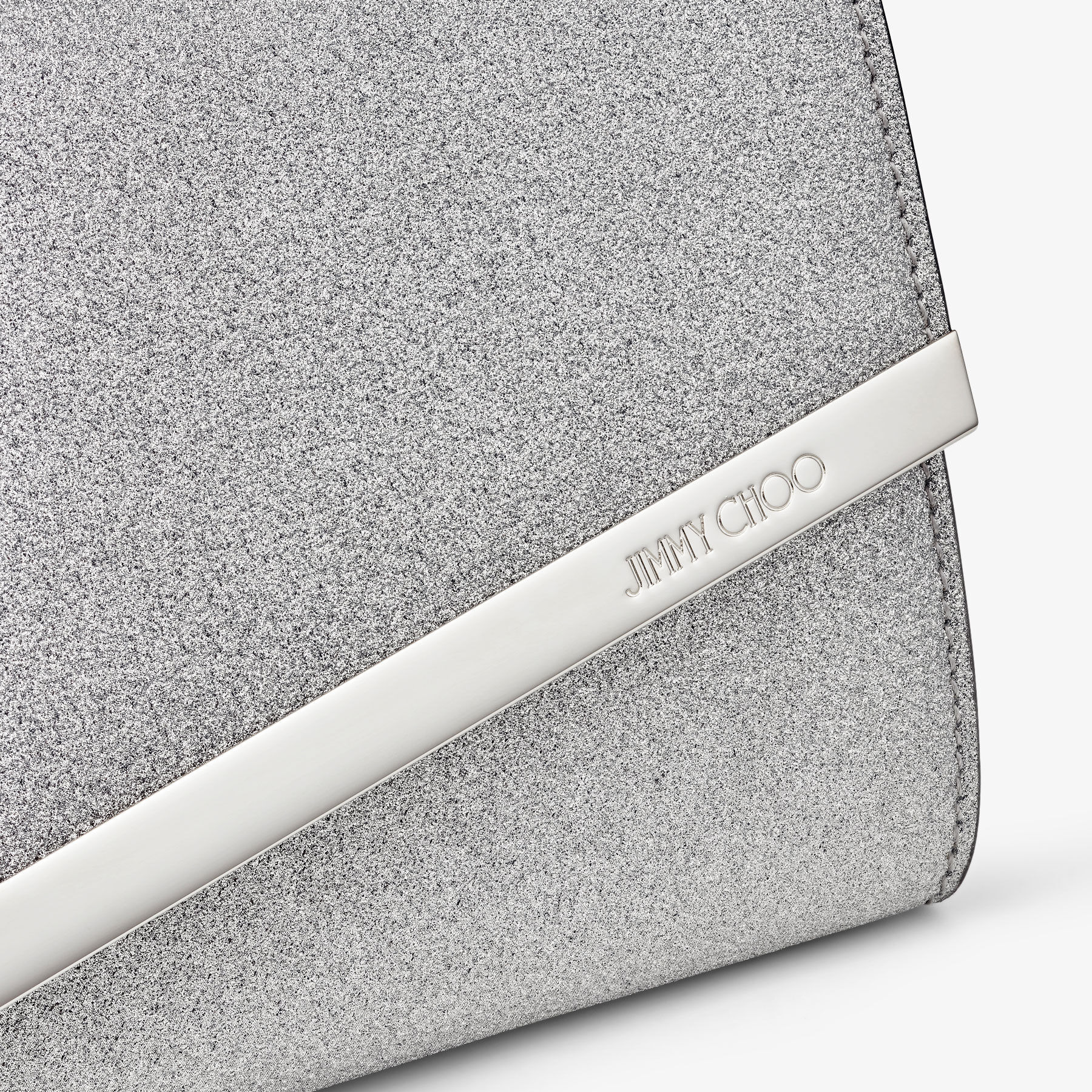 Emmie
Silver Fine Glitter Leather Clutch Bag - 3