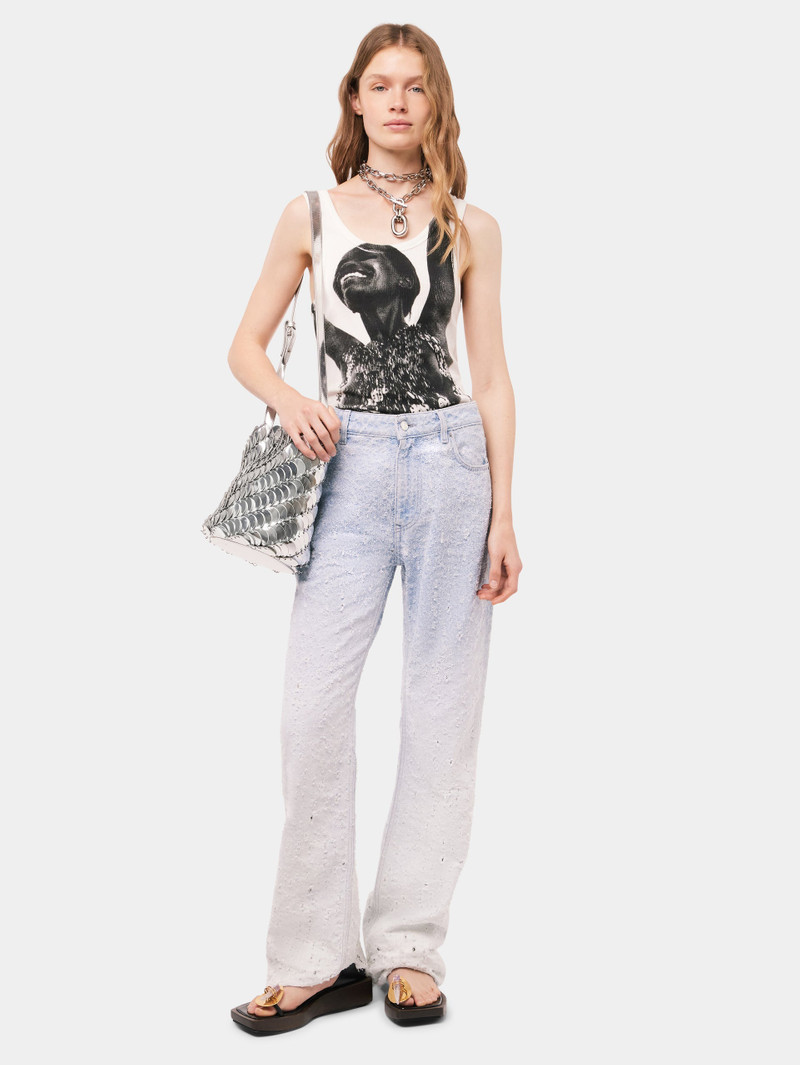 rabanne SCRATCHED RAW LIGHT BLUE JEANS outlook