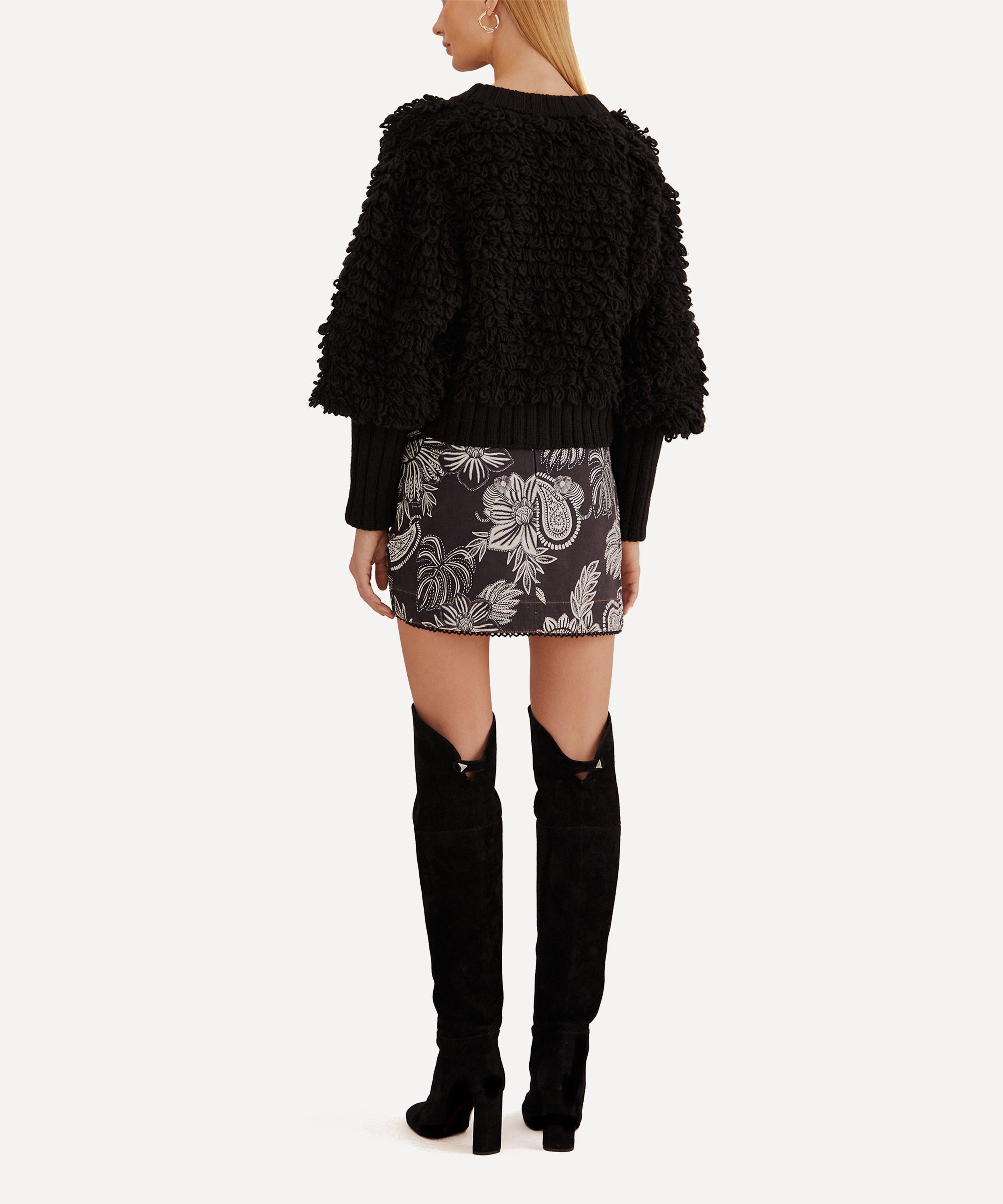 Black Textured V-Neck Cardigan - 3