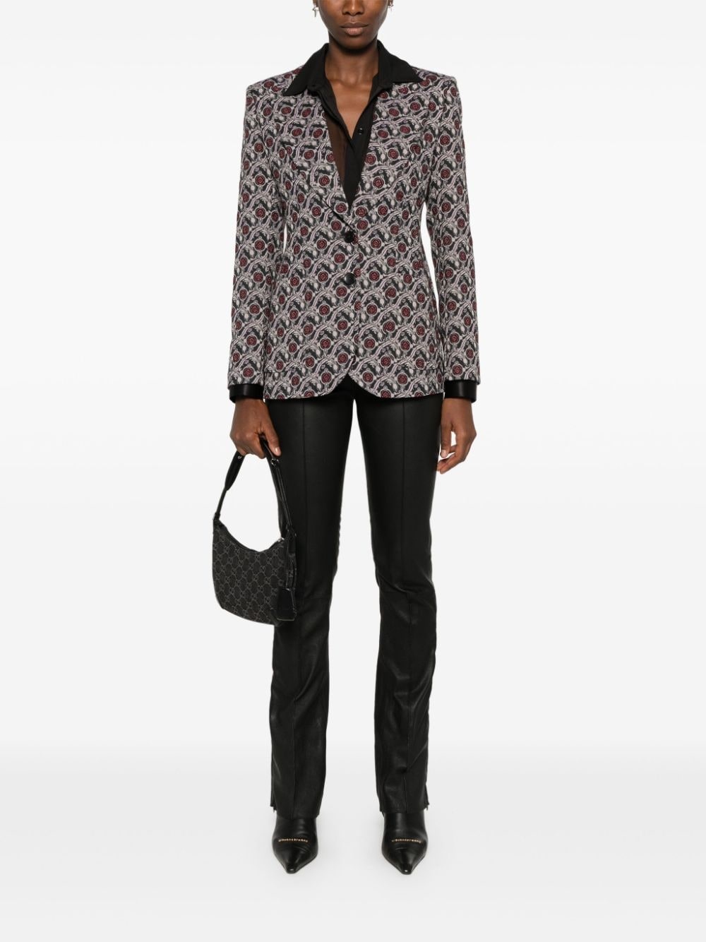 patterned-jacquard blazer - 2