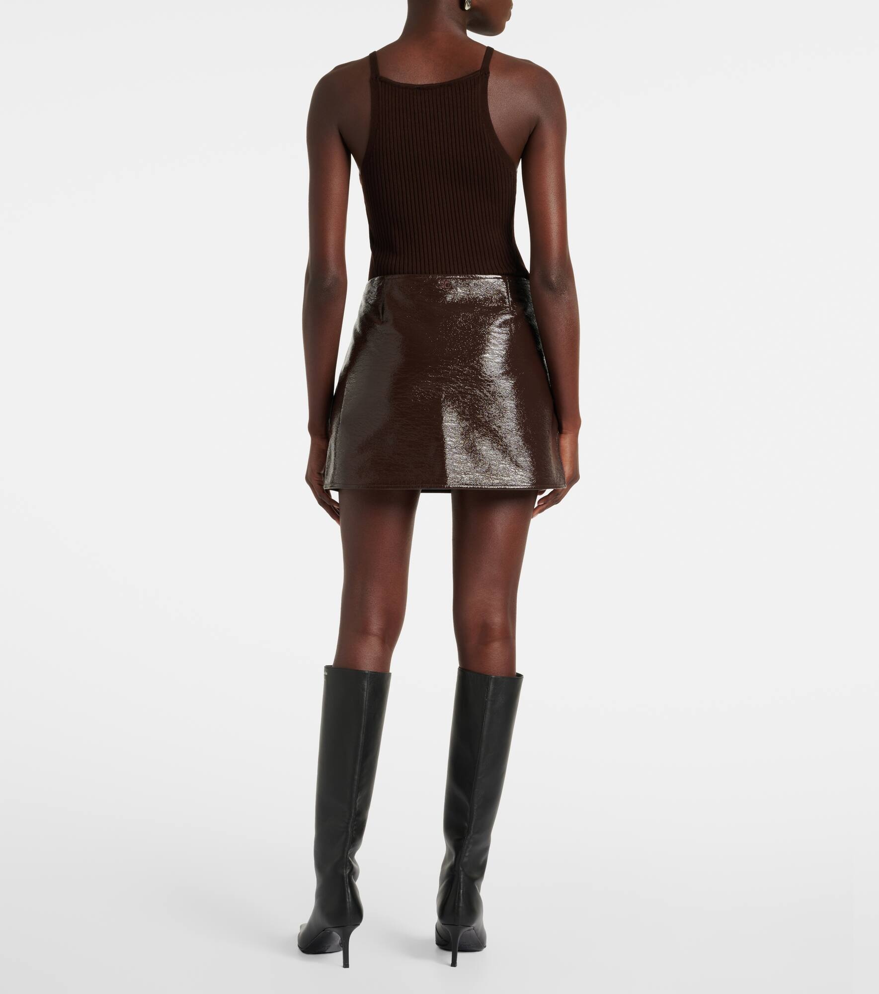 Coated cotton-blend miniskirt - 3