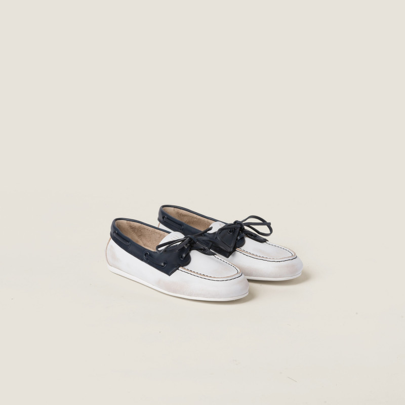 Unlined bleached two-tone leather loafers 1