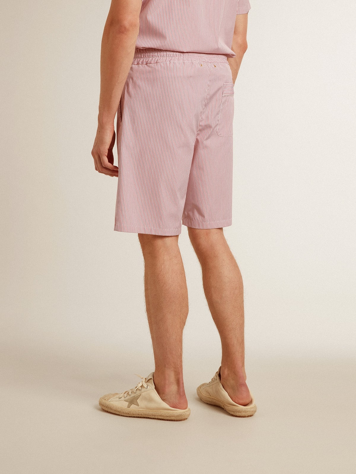 Bermuda shorts in striped cotton poplin - 5