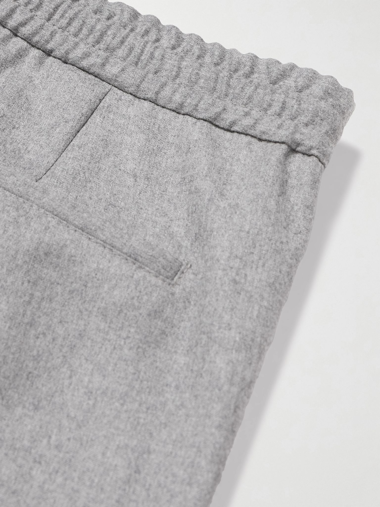 Tapered Pleated Virgin Wool-Flannel Drawstring Trousers Gray - 5