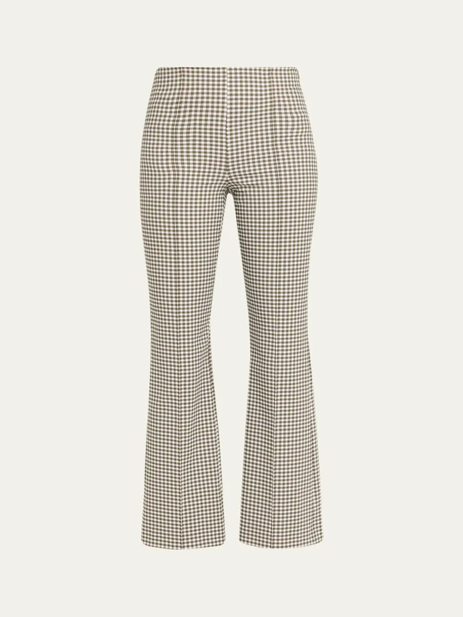 Niki Gingham Mid-Rise Crop Flare Pants - 1