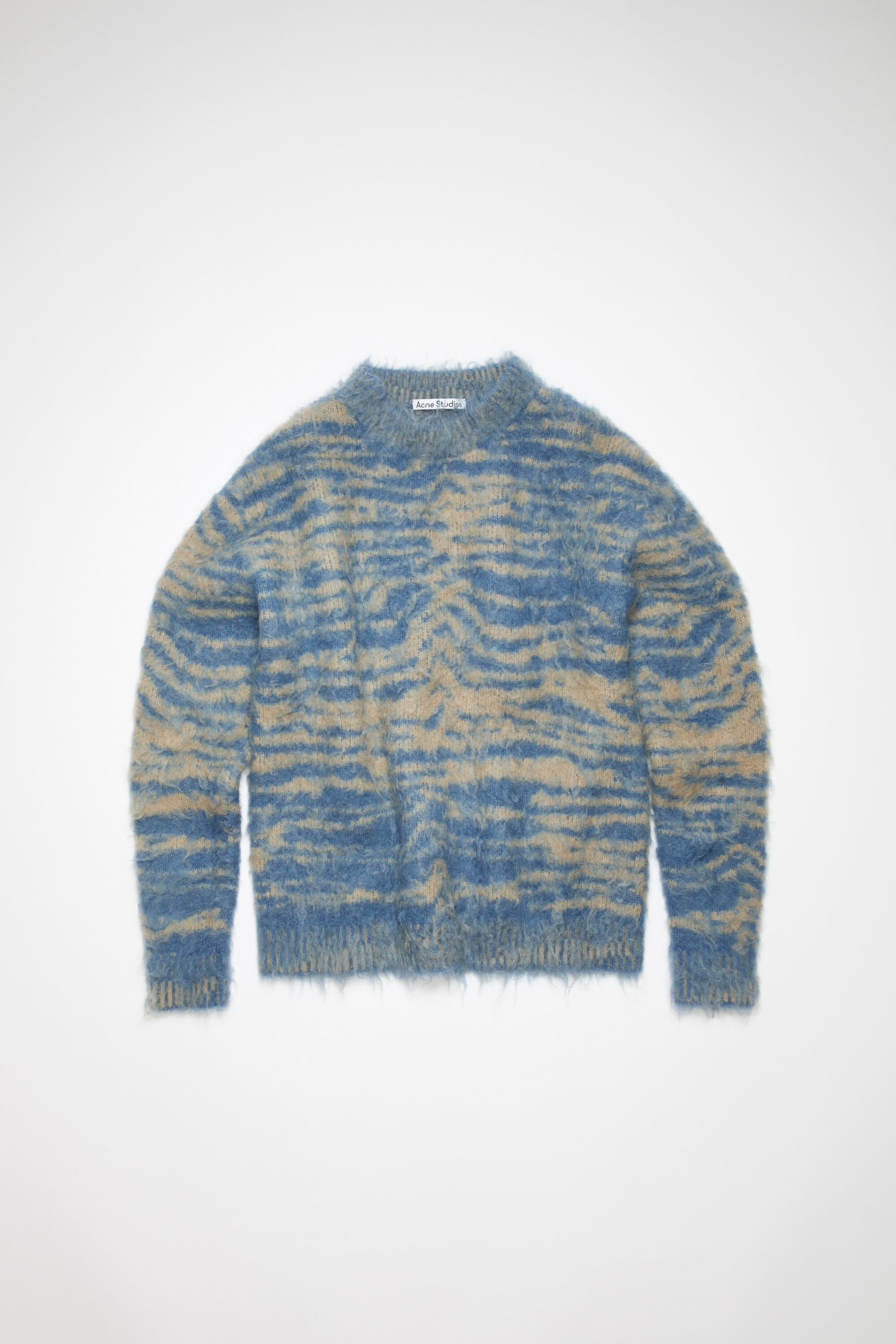 Crew neck wool jumper - Denim Blue/Dark Beige - 5