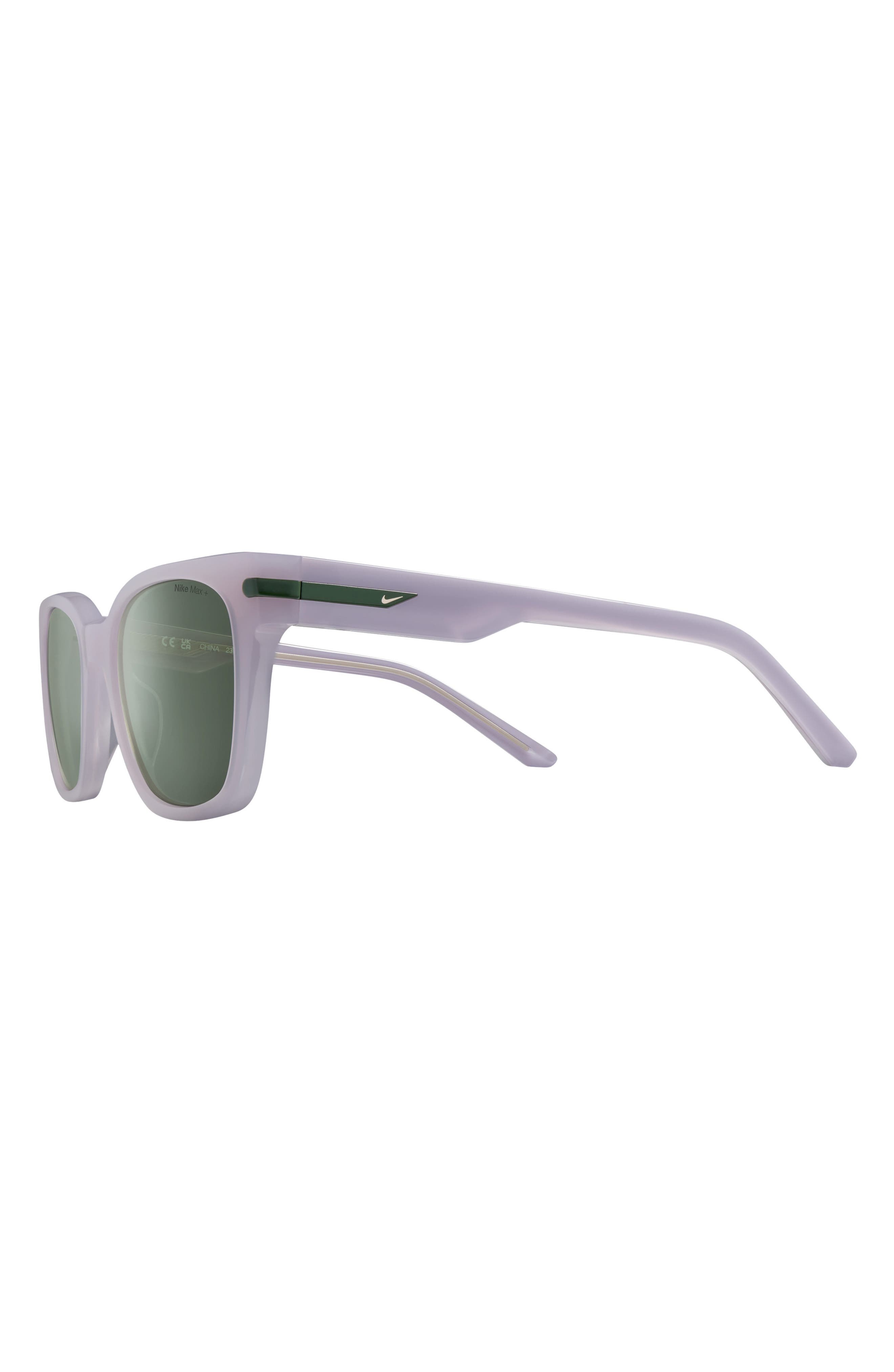 Nike Crescent II 52mm Square Sunglasses in Milky Lilac Bloom /Green at Nordstrom - 7